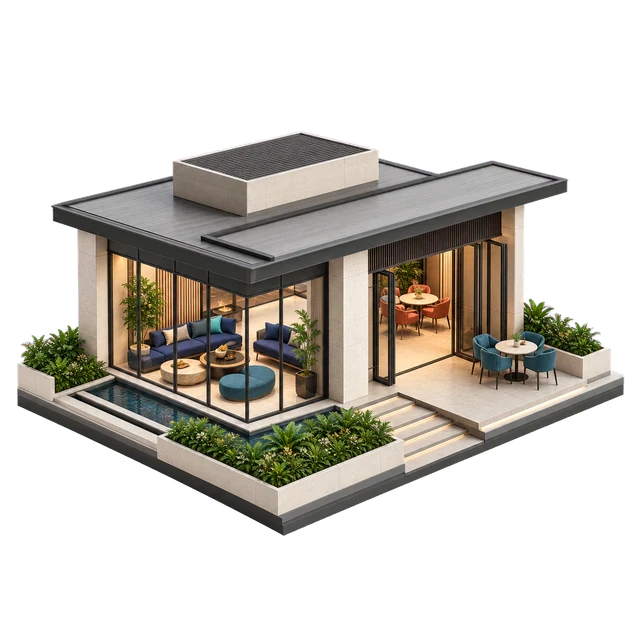 Clubhouse & social gatherings amenity illustration